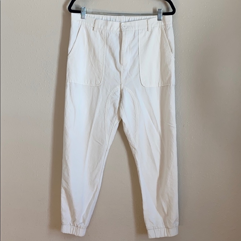 Utcoco White linen jogger pants size medium